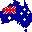 Australia Flag on Australian Map Outline